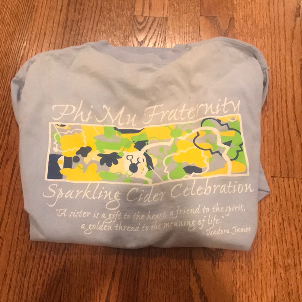 Phi Mu fraternity light blue long sleeve tshirt